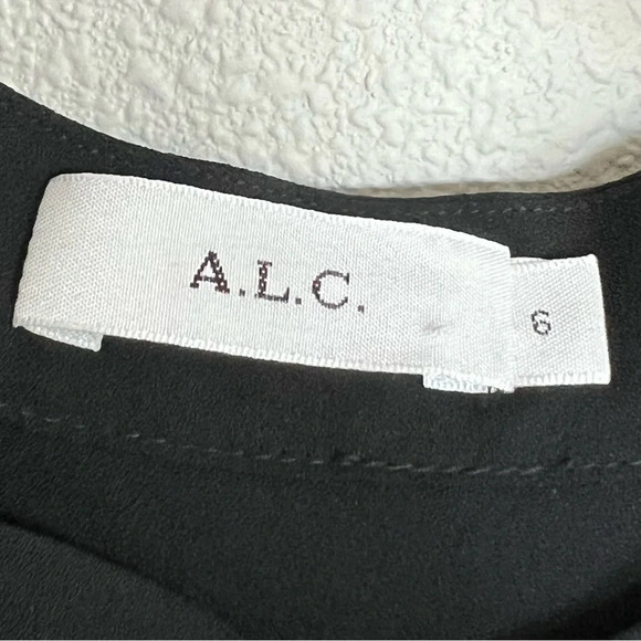 NWOT A.L.C. Danielle Long Sleeve Silk Blouse Black Tie Neck Casual Women’s 6 - Picture 7 of 11
